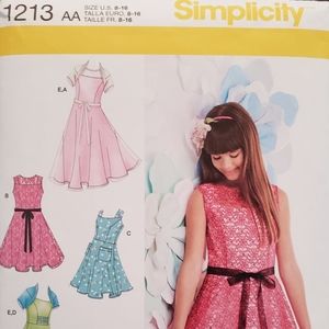 Simplicity 1213 AA, Girl’s Dresses & Knit Shrug Sewing Pattern,  Size 8-16, New